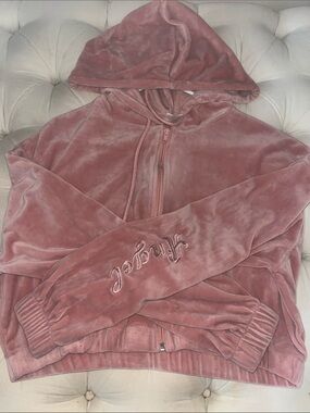 Justice Pink Velvet Zip Hoodie